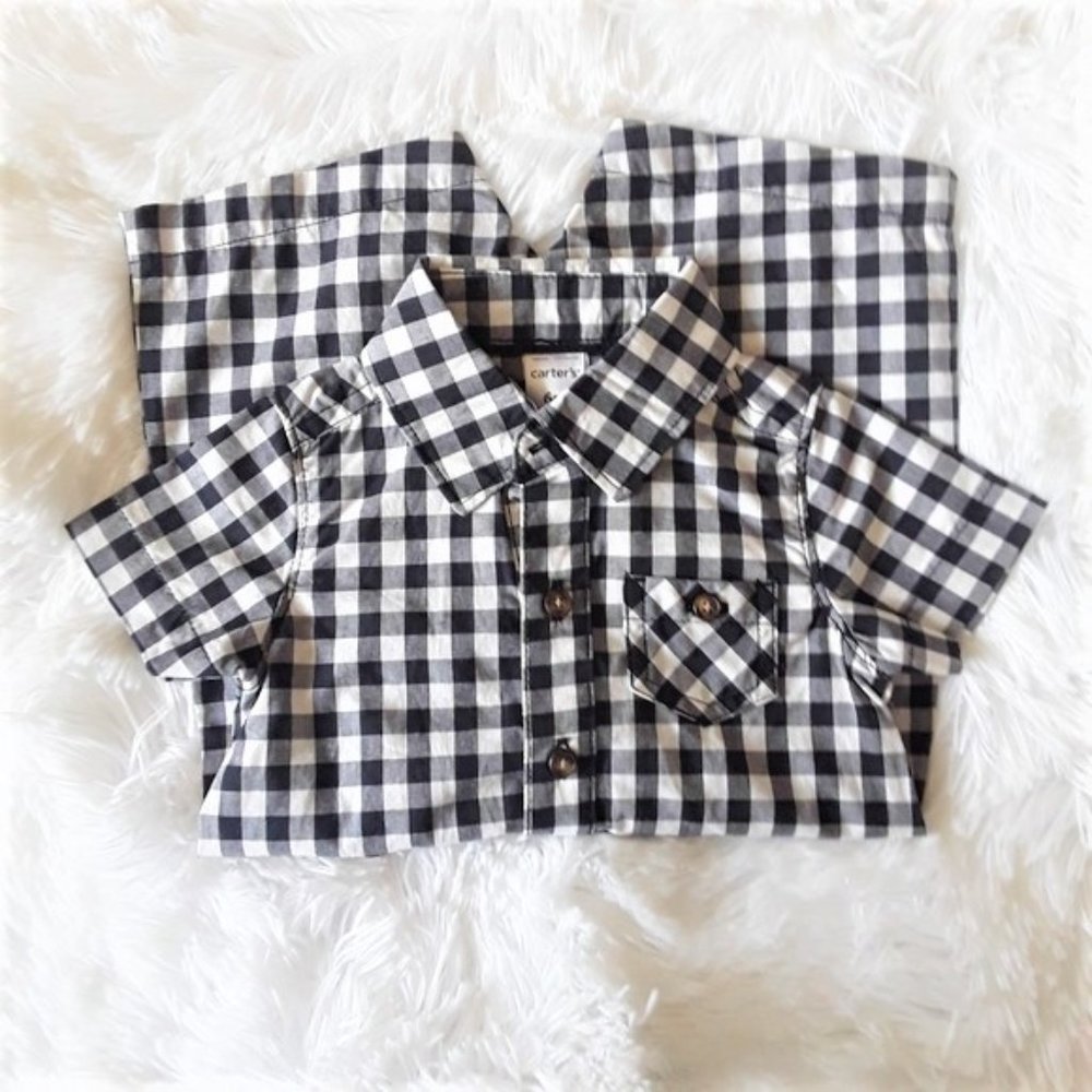 CARTER'S Gingham Button-Front Romper 6 Months NWOT - Picture 6 of 9